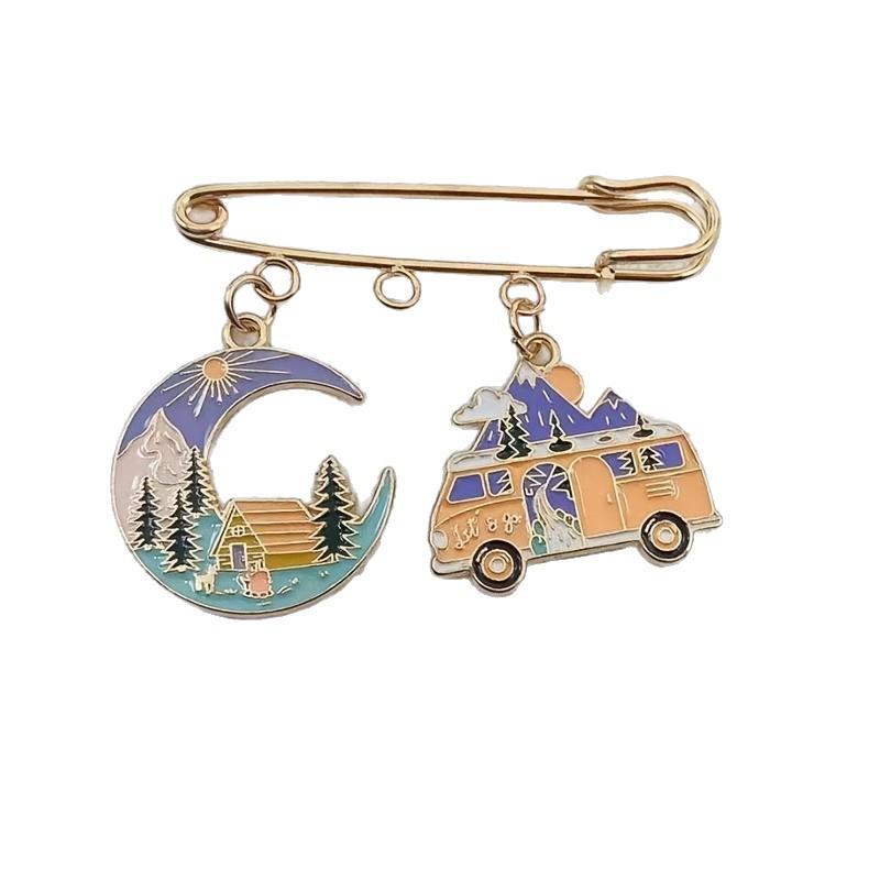 Retro Bohemian RV Camping Decorative Brooch Pendant