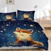 3pcs Enchanted Fox Gazing At Starry Night Sky Quilt Set, Soft and Comfortable Bedroom