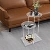 3-Tier Sturdy Clear Round Side Table (5kg Capacity) - Modern PC Material Bedside Table W/ Open Storage Shelf for Bedroom, Office