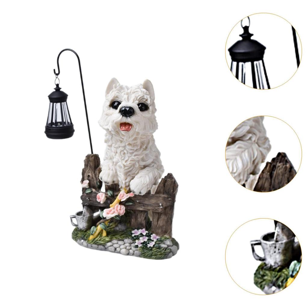 Solar Garden Statue Dog Figurine Decorative Sculpture Outdoor Figurine Light for Patio Porch Outside Backyard Home Decoration