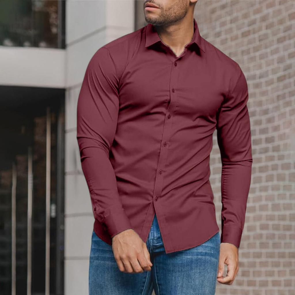 Chemise à manches longues pour homme, couleur unie, design de style décontracté et mature, chemise intérieure de costume polyvalente