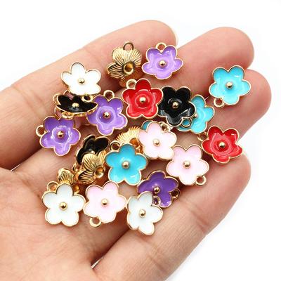 20 Stück 13x11,5 mm Emaille Niedliche Kleine Blume Anhänger Anhänger DIY Schmuckherstellung Zubehör Fundstücke für Armband Ohrringe Schlüsselanhänger