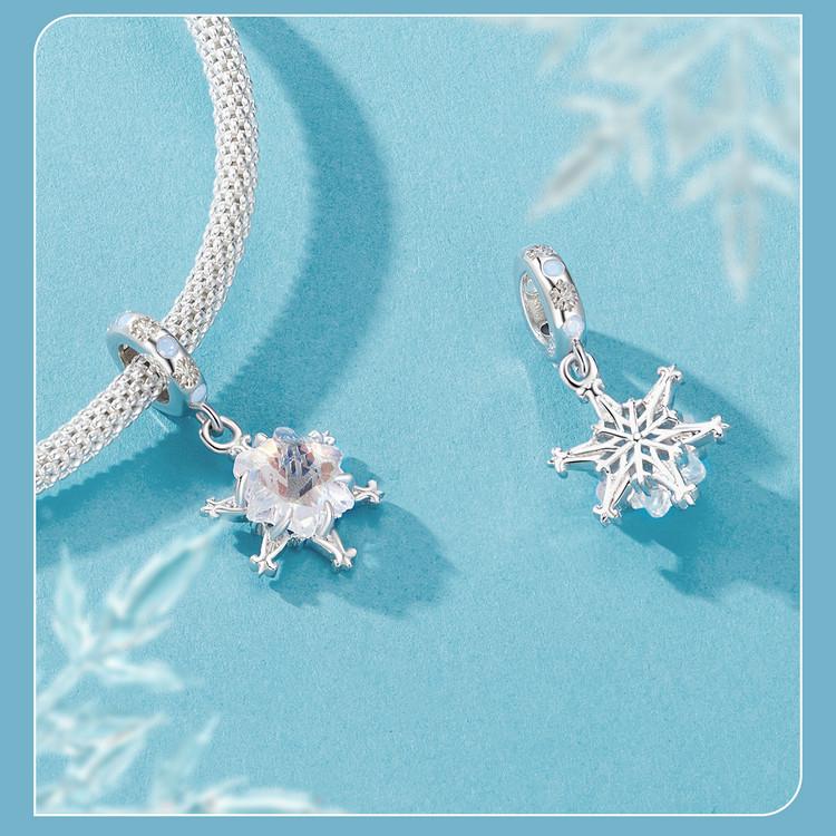 Avle Original Snowflake DIY Pendant: S925 Sterling Silver-Plated Beads Jewelry for Women