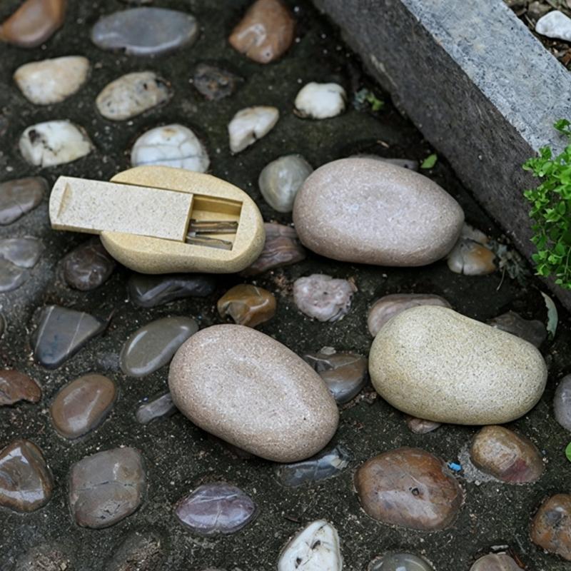 Cache-Clé Pierre Creuse Boîte en Résine pour Clé de Rechange Stockage pour Jardin Patio Porche Entrée de Jardin Utilisation
