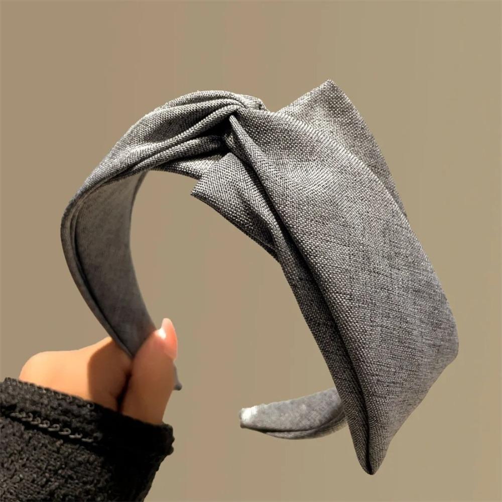 

Korean Style Knit Headband Soft Stretchable Makeup Hair Hoop Crumpled Texture Wide Bezel Ladies Hair Accessories Daily Use серый