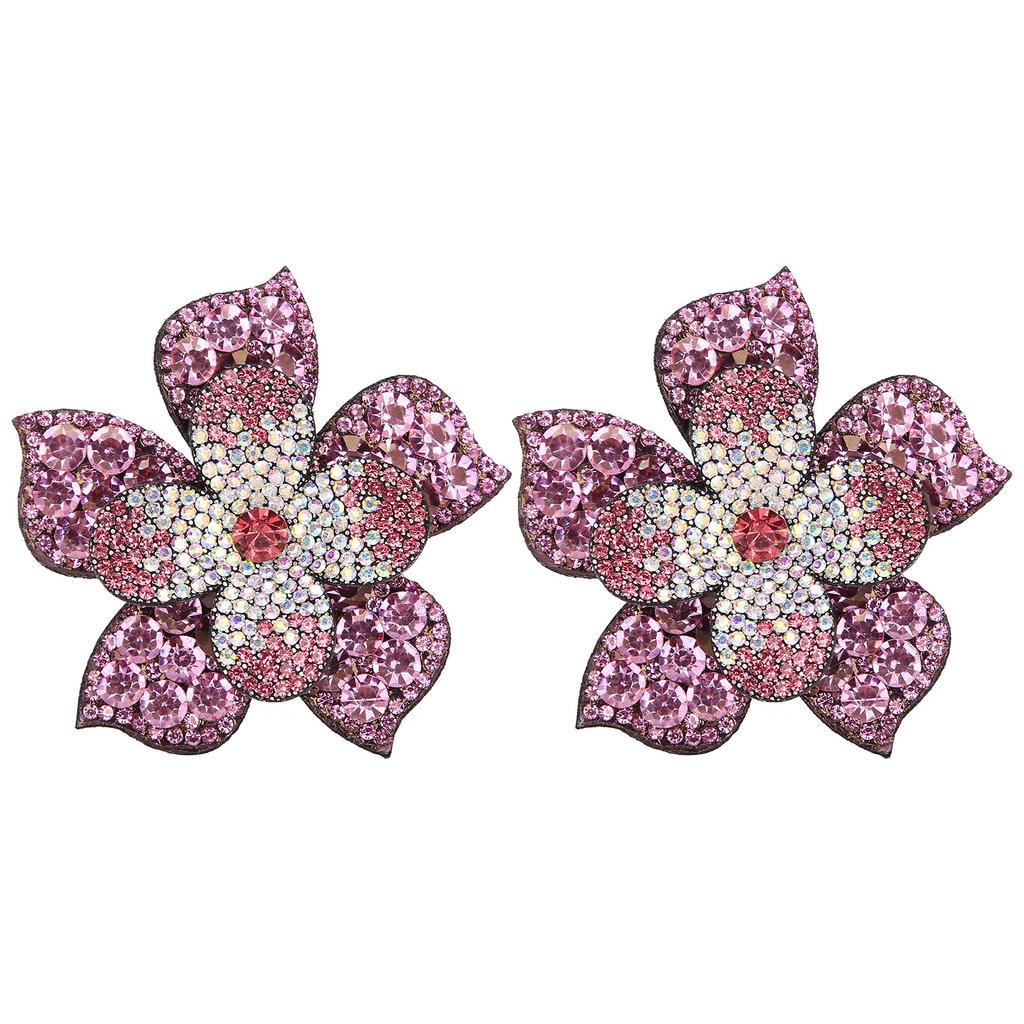 2Pcs Crystal Diamond Patches Appliques Stickers Flower Clothing Shoes Decoration DIY AccessoryPink