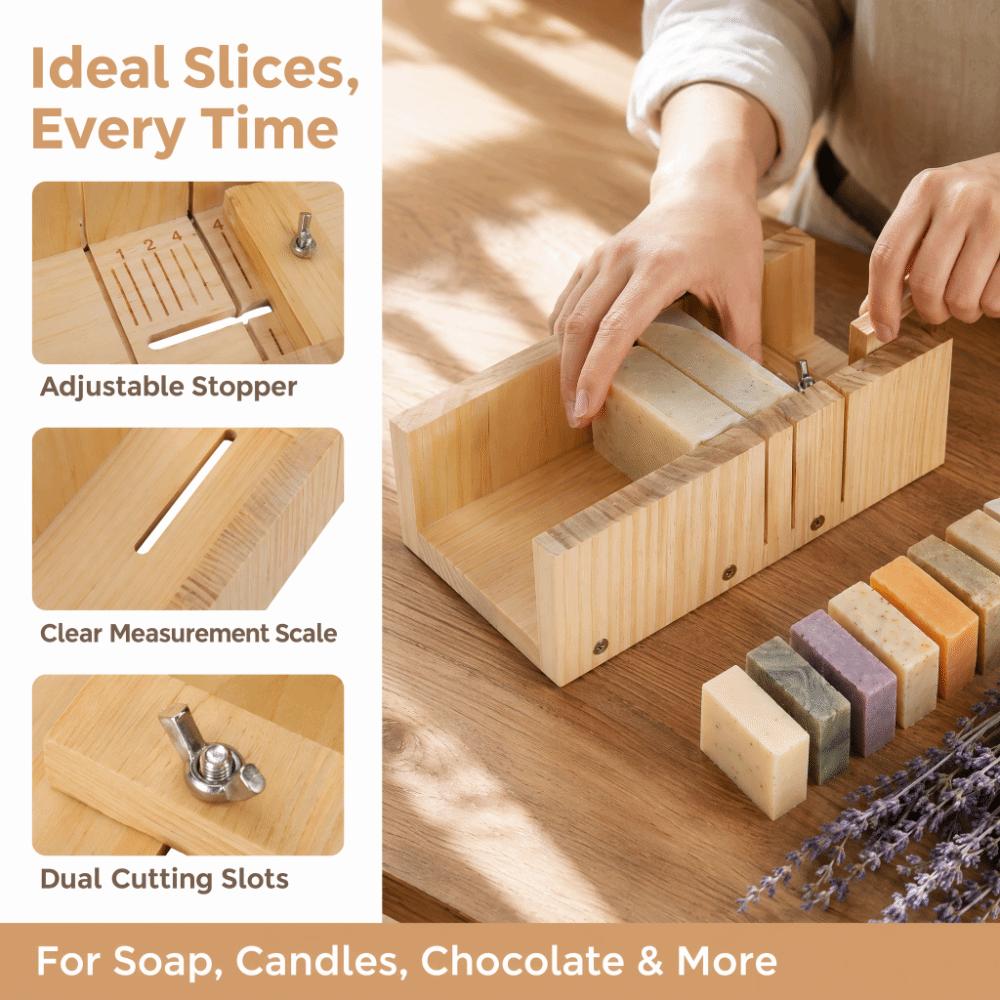With Scale Marks Soap Cutter Wood Soap Slicer Adjustable Soap Cutting Box DIY Soap Making