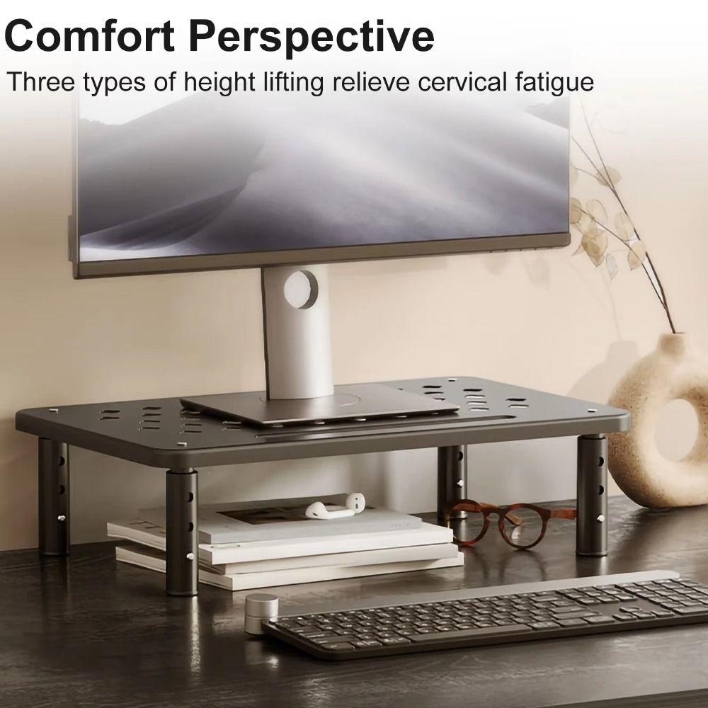 Steel Construction Computer Monitor Riser Airflow Vents Computer Monitor Holder  Workplace