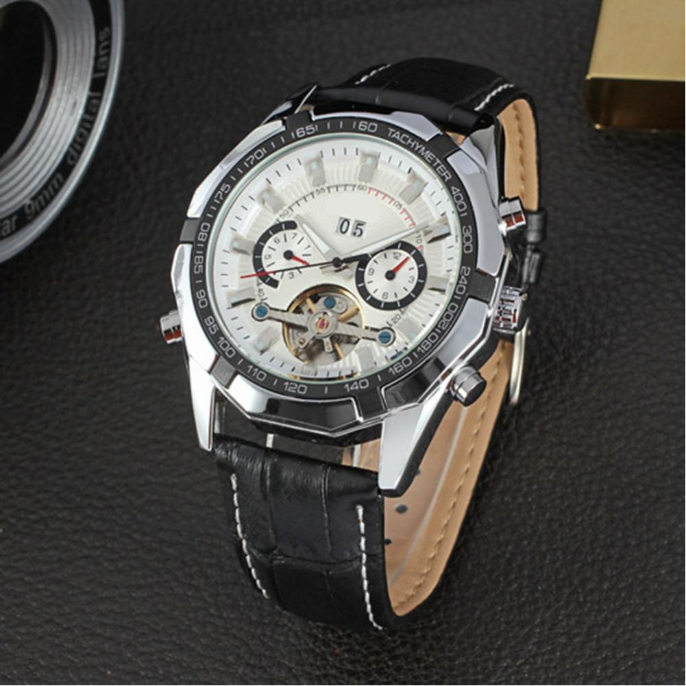 

Vintage Quartz Watch PU Leather Simple Business Wrist Band Men(Black& Gold)