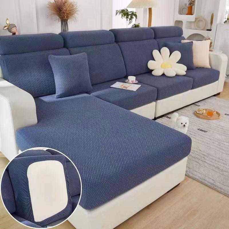 

Jacquard Sofa Cushion Slipcover Protector Solid Color Stretch Removable Sofa Seat Covers For Bedroom Office Living Room Home Normal Size (S)-1pc тёмно-синий