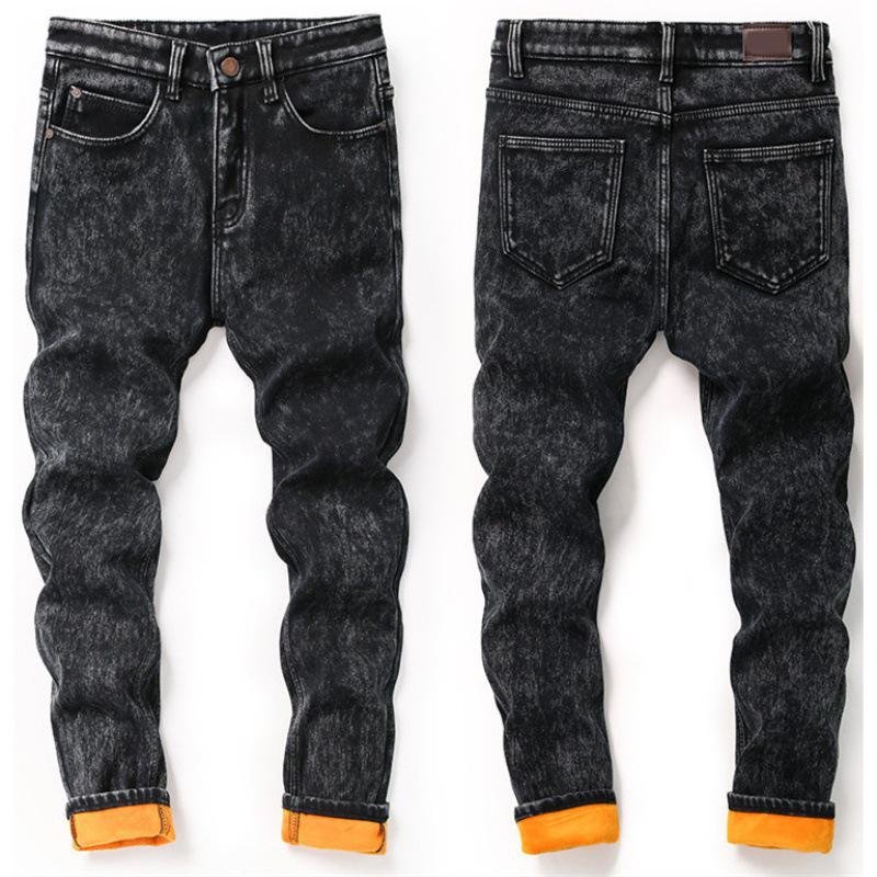 Pánské slim fit plus sametové zateplené skinny džíny v korejském stylu
