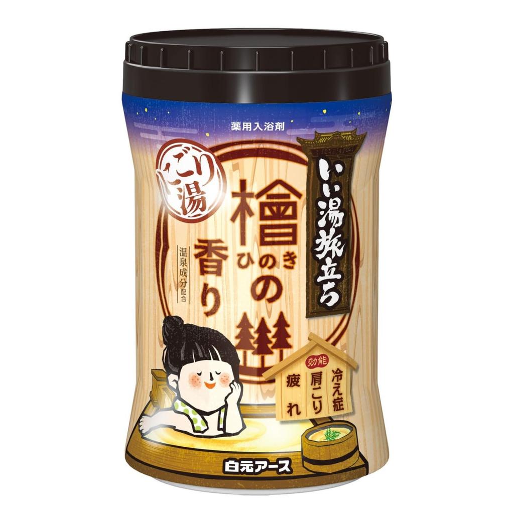 Iiyu Tabidachi Medicinal Bath Powder, Cloudy Hinoki Scent, 600g - Relaxing Herbal Soak