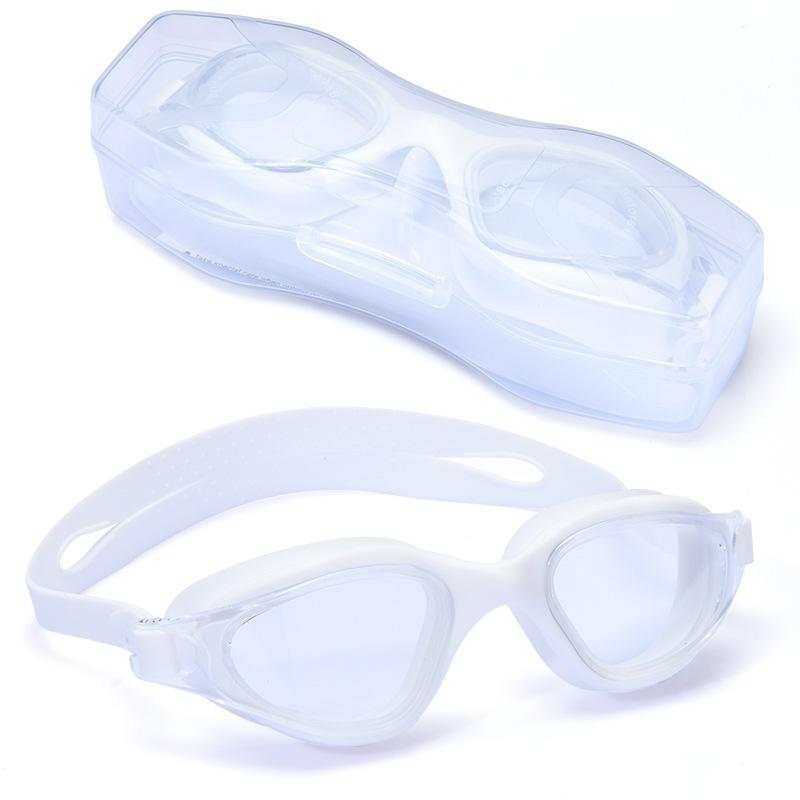 Adult Swimming Goggles, Anti-fog, Professional One-piece Silicone Large-frame Electroplated Swim Goggles
