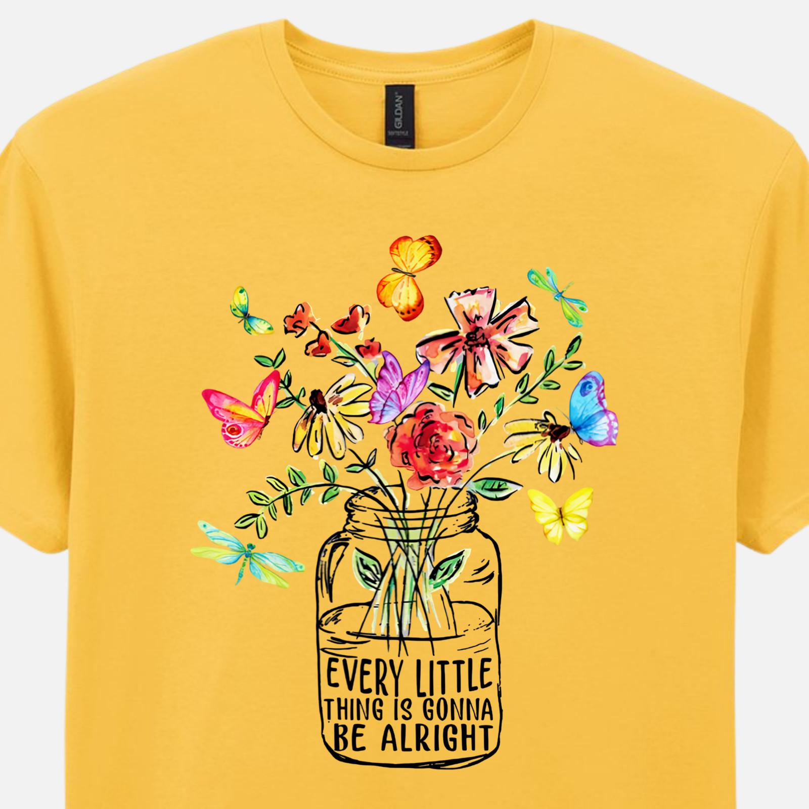 Spring Flowers T-Shirt Bob Marley Lyrics Tee Music Gift Every Little Thing Print S