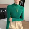 Women's Seamless Cashmere Knit Slimming Sweater - Long Sleeve, Half-High Neck, Tight-Fit, Autumn/Winter Base Layer