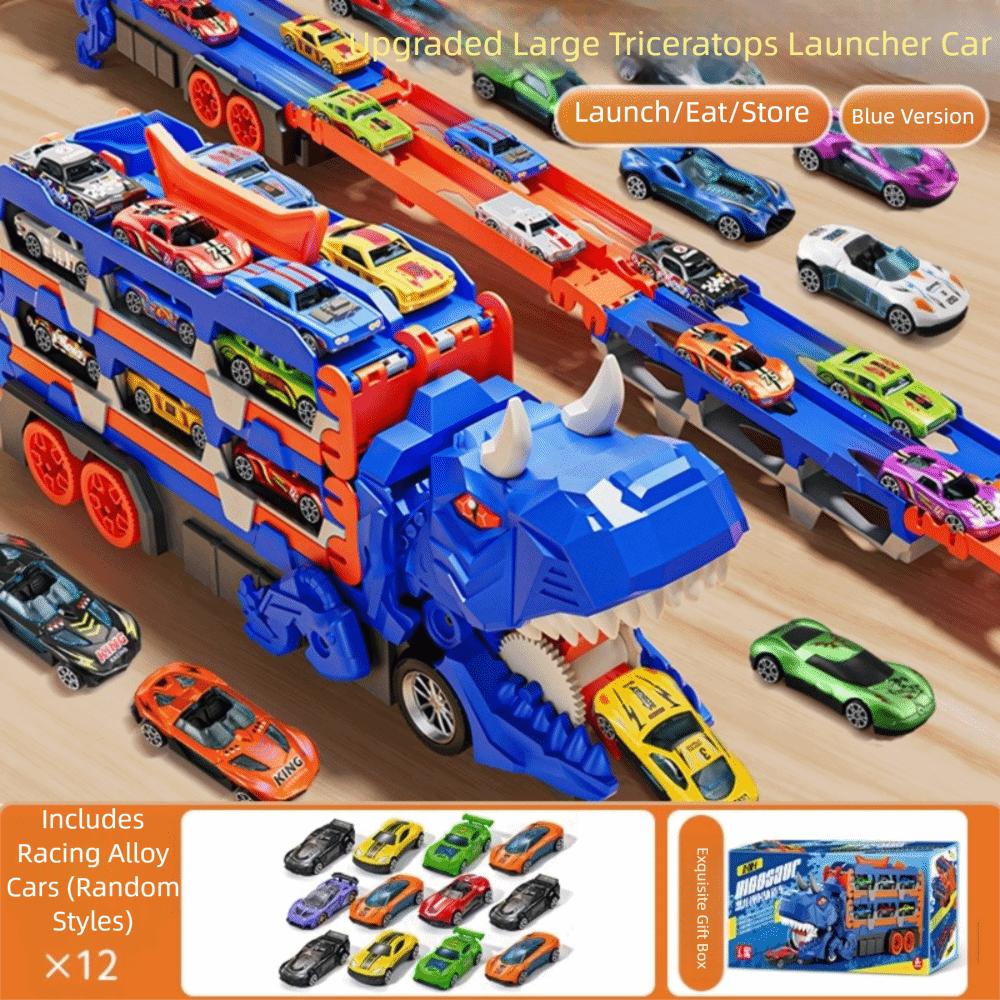 Foldable Track Dinosaur Foldable Truck Toy Transforming Molded Racing Cars Dinosaur Transport Truck Toys Metal Mini Cars