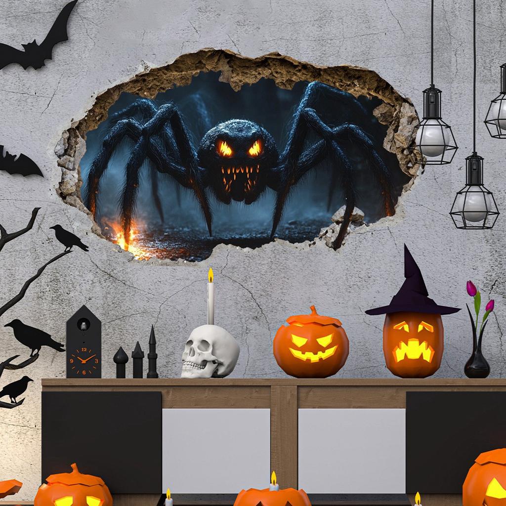 New Creative 3D Wall-breaking Giant Spider Wall Stickers For Decorating The Living Room And Bedroom Background Self-adhesive Wall Stickers.