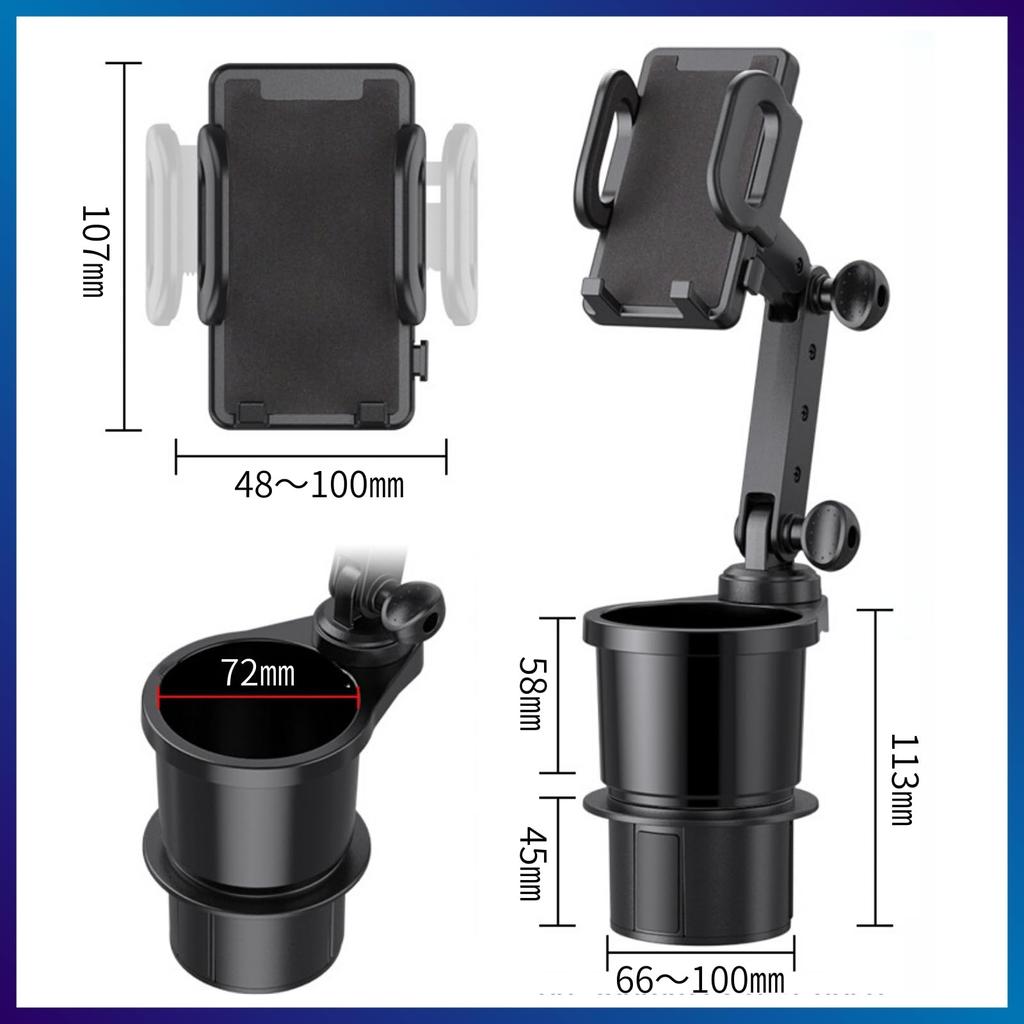 ElevenHeart Car Phone Cup Drink Compatible with Multiple Black Holder, Holder, Holder, 2-in-1 Multifunctional, 360-Degree Rotation, Adjustable,