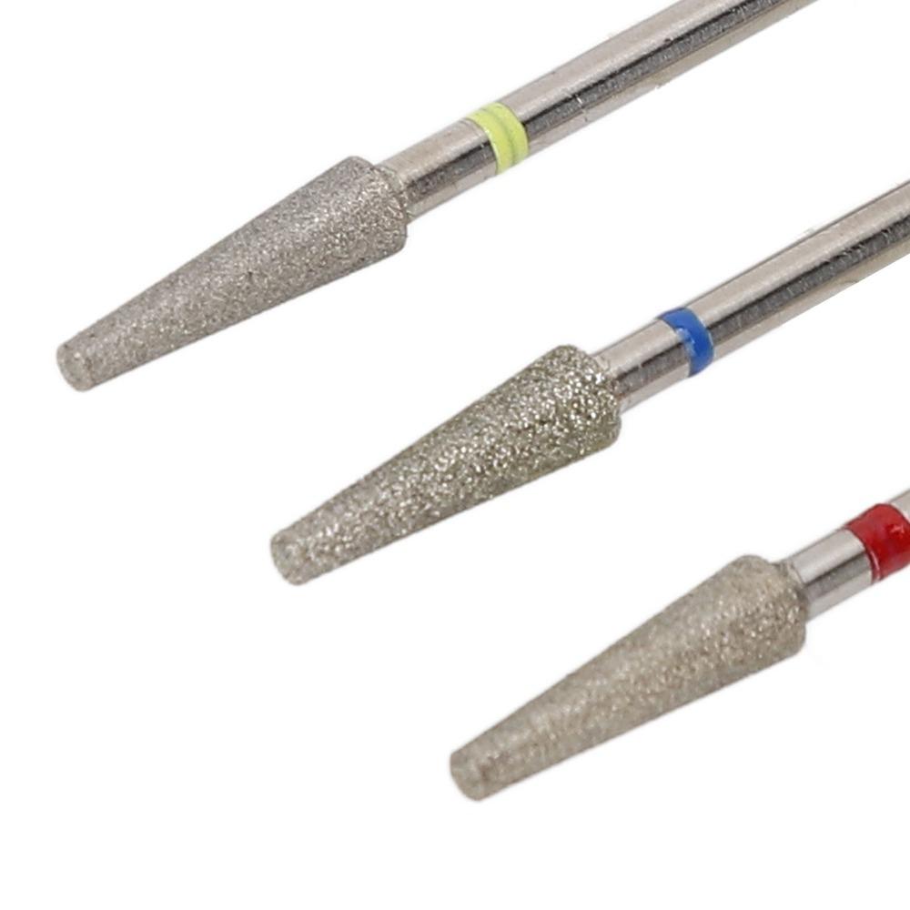 3pcs Front Replaceable Nail Grinding Head Tapered Shape Cuticle Drill Bit Nail Removal