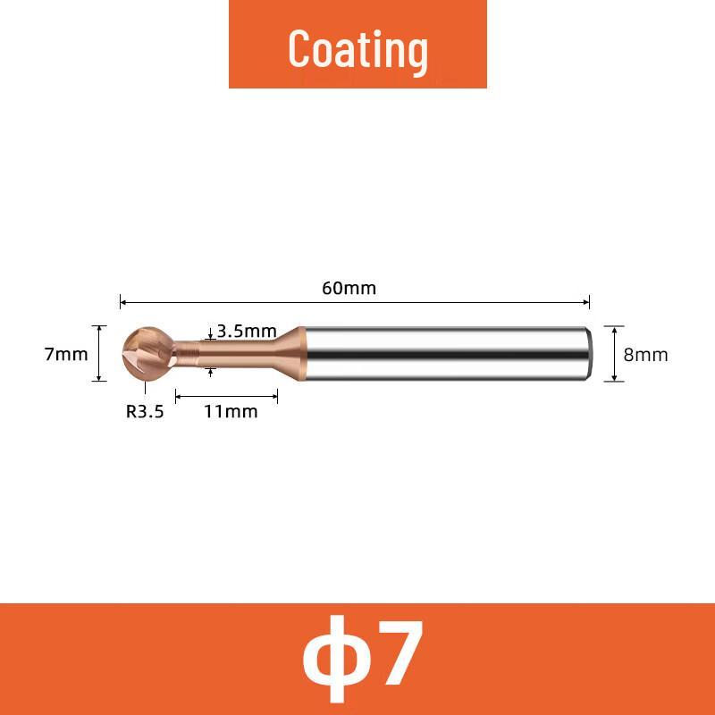 

Jundingying Solid Carbide Lollipop Coated R3.5 Ball End Mill
