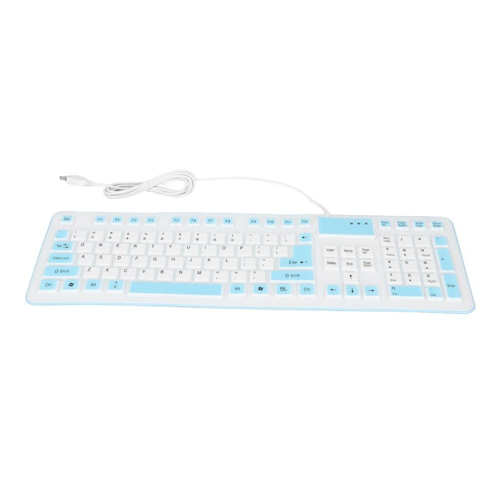 106 Keys USB Wired Keyboard Waterproof Silent Keyboard Portable Silicone Keyboard  Office Travel