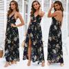 Sexy V Necktie Sling Long Dress Woman Sexy V-neck Camisole Dress Female