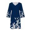 Women's Fashion Temperament Elegant Fresh Printed V-Neck 3/4 Sleeves  Dress