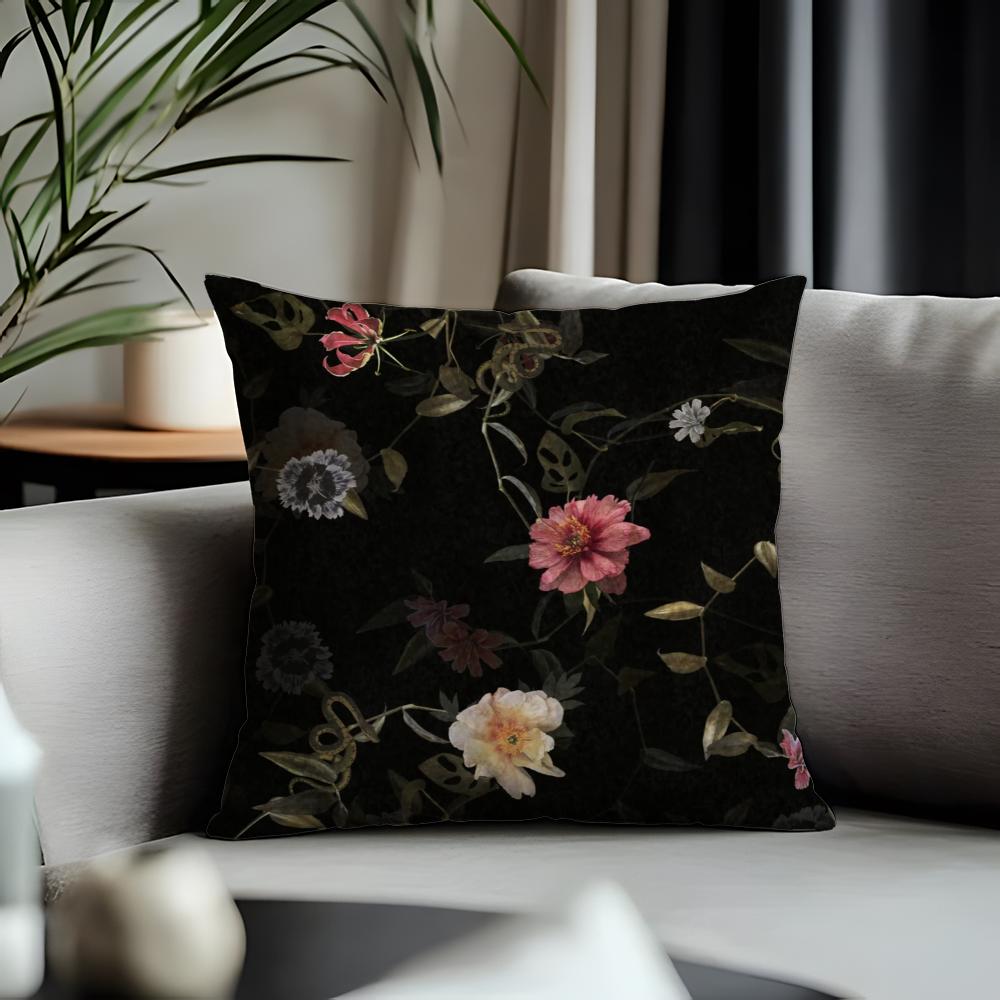 Hot AAallsaints Floraling Cushion Cover Antidustmite Pillowcase Invisible Zipper Silky Short Plush Sofa Cushion Cover