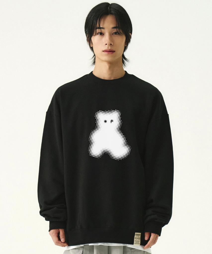GRAVER [Unisex] Dot Silhouette Bare Sweatshirt_Black