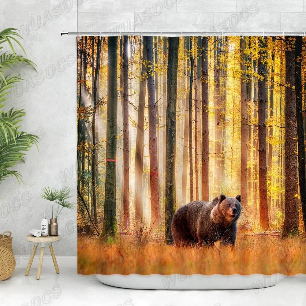 Christmas Shower Curtain Sets Vintage Red Truck Xmas Ball Pine Tree Snowman Winter New Year Gift Bathroom Decor Bath Curtains