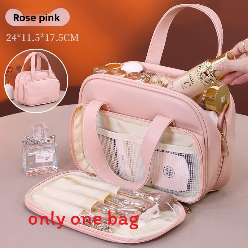 Dual Zone Makeup Bag With Pu Material For Travel And Daily Use