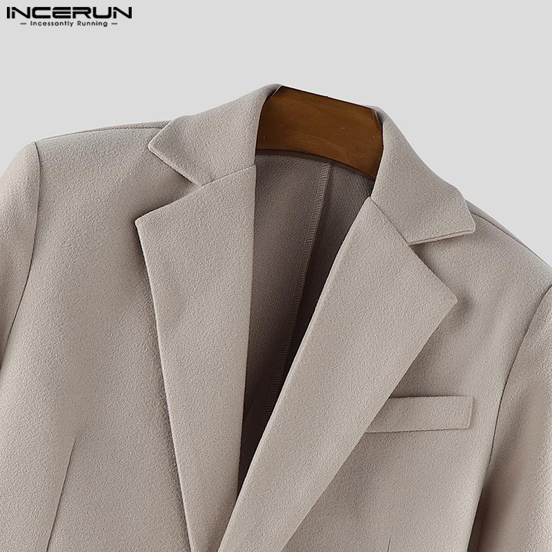 INCERUN Autumn Winter Men Long Sleeve Melton Cropped Short Blazer Coats