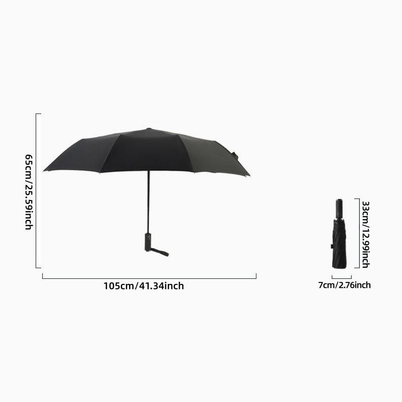 Large Size Foldable Strong Windproof Travel Umbrella, 10-Bone 3-Folding Rain Storm Umbrella for Men & Women, Ideal for Family