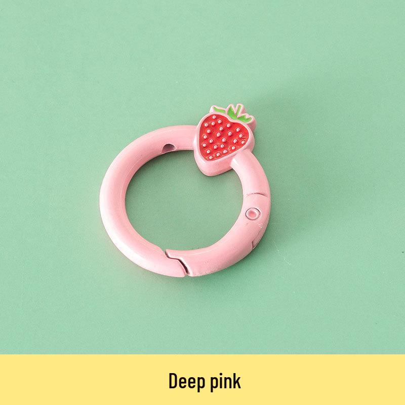 Baked Paint Strawberry Spring Ring Keychain Jewelry Hardware Accessory