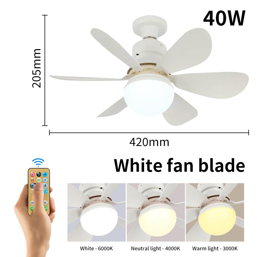 LED Ceiling Fan Light E27 With Remote Control Dimming Ceiling Fans For Room Study Living Room Household Use 85-265V Lamps