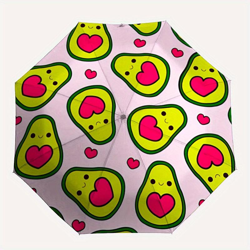 

1pc Avocado Love Automatic Open/close, All-Season Portable Folding Umbrella, Travel, Everyday, Formal Events - Compact Luxury Parasol, Outdoor Accesso