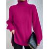 Autumn Winter Turtleneck Women Sweater New Fashion Loose Plus Size Casual Knitted Pullover Sweaters Solid Color Split Elegant Long Sleeve Sweater 1151