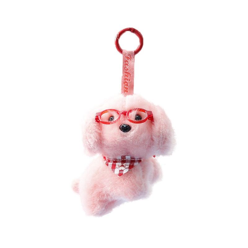 Plush Dog Keychain With Glasses For Girls Kids Backpack Decor