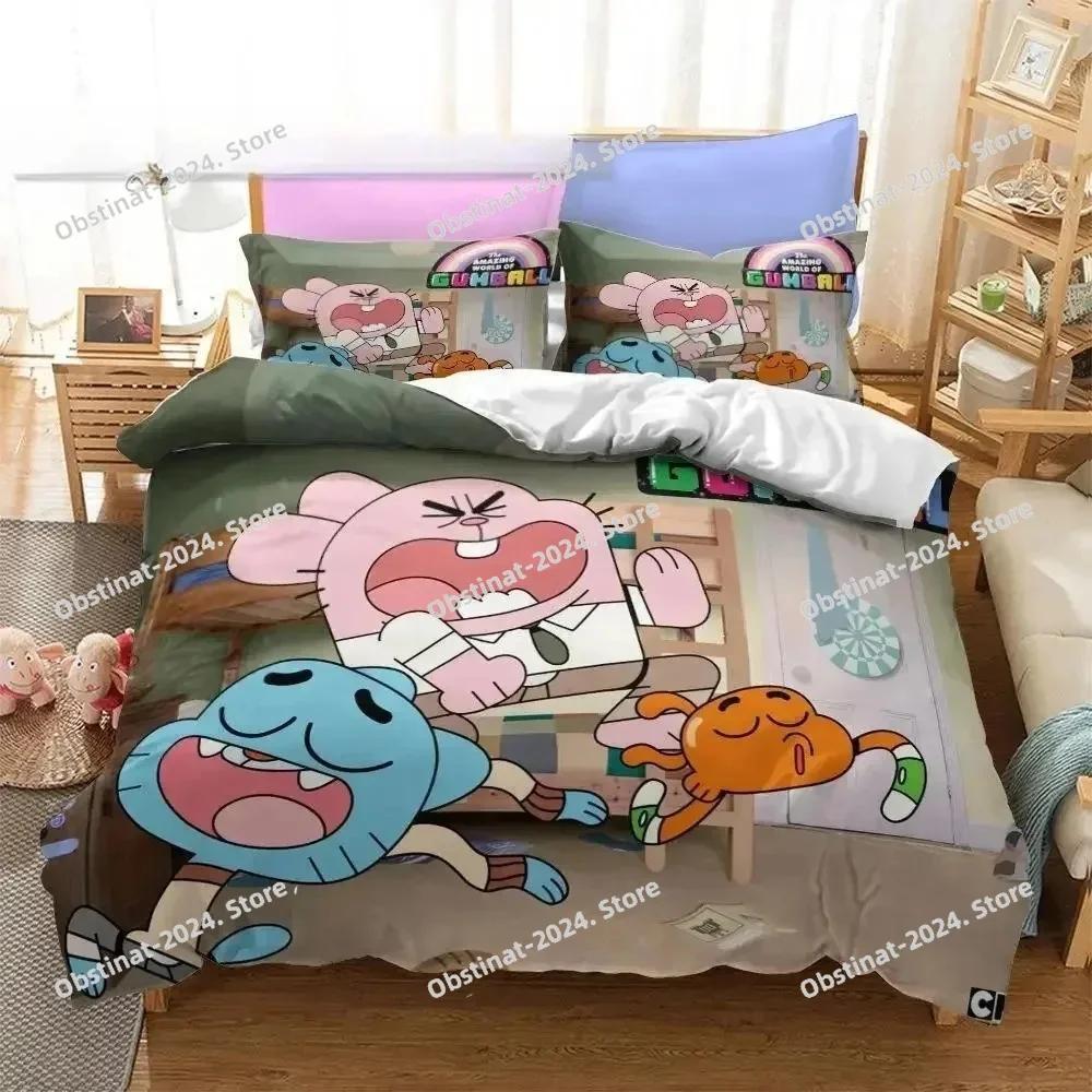

Comforter Anime Amazing World Gumball Bedding Set Printed Bed Set With Bed Soft Single Double Queen Super King Size Comforter (quilt)-EU Single(135*200cm)3pcs
