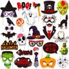 30 stk God Halloween Fotoboks Rekvisitter Sett Heksehatt Gresskar Flaggermus Fancy Selfie Bilde Rekvisitt for Barn Voksne Utkledningstilbehør