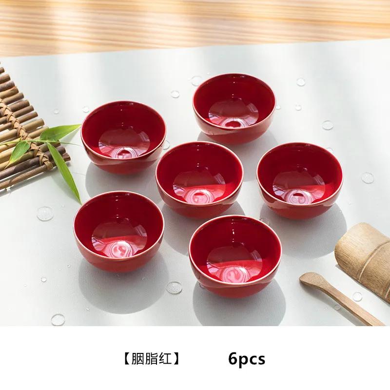 

6Pcs/40ml Chinese Style Ceramic Teacup Set Retro Porcelain Beauty Tea Bowl Household Handmade Master Cup Tea Accessories 6.5x3cm 40ml