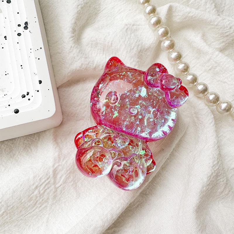 Cartoon Laser Colorful Kt Cat Mobile Phone Airbag Bracket Back Sticker Retractable Back Sticker Desktop Cat Support Frame