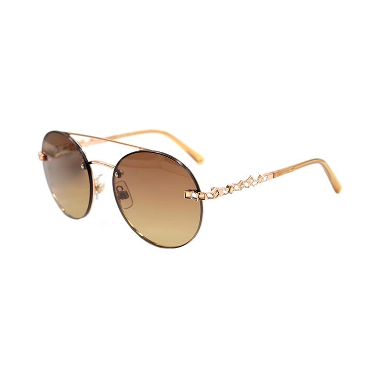 

Swarovski Round Double Beam Alloy Pilot Style Sunglasses With Crystal Accents Women sunglasses SK0283-28F 55,Gold