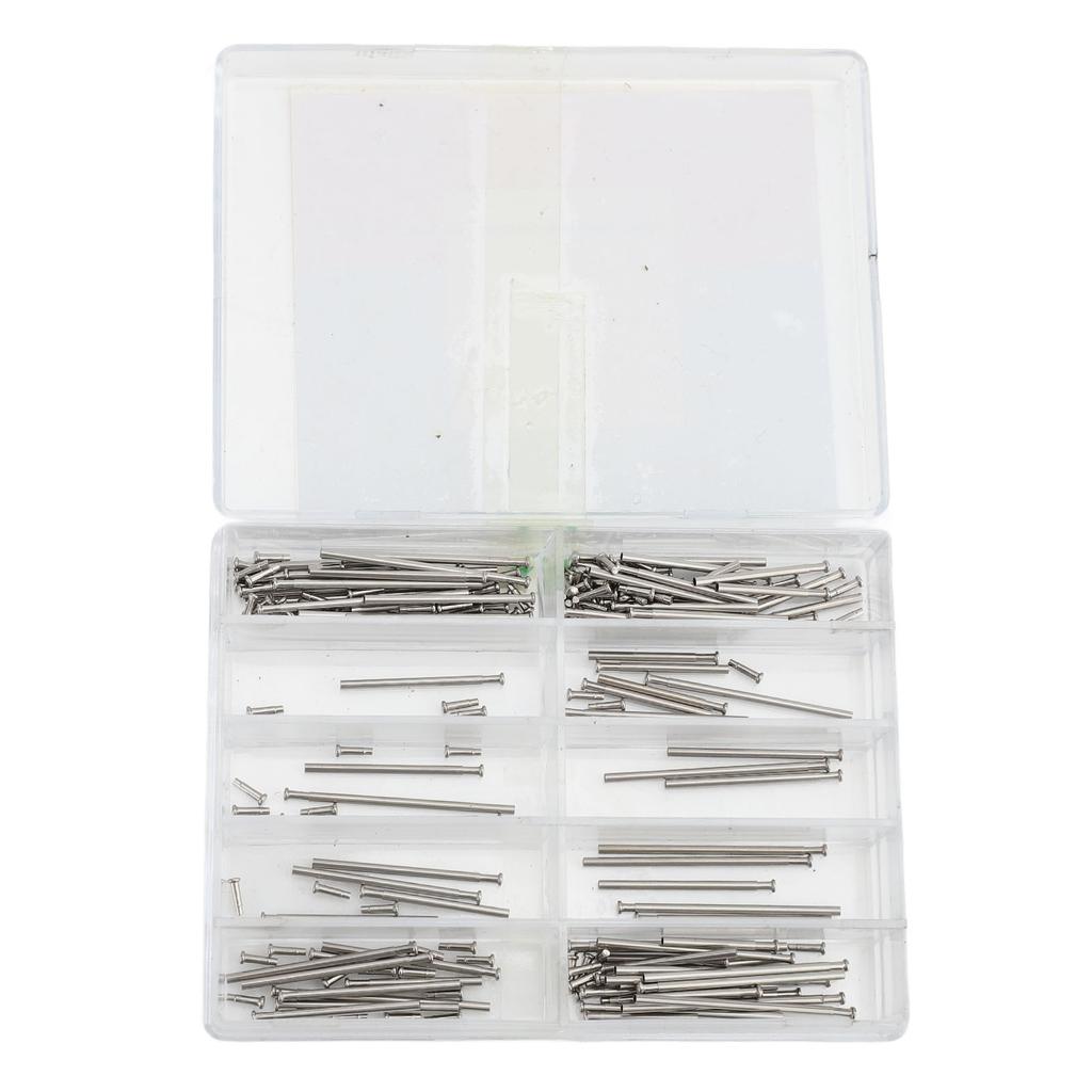 100 Sets Stainless Steel Watch Pins Friction Strap Pressure Bars with Rivet Ends Watch Repair Tools Size 12mm To 26mm