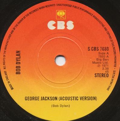 Disco 7 pollici BOB DYLAN - George Jackson SCBS7688 CBS 1975 UK Rock Usato