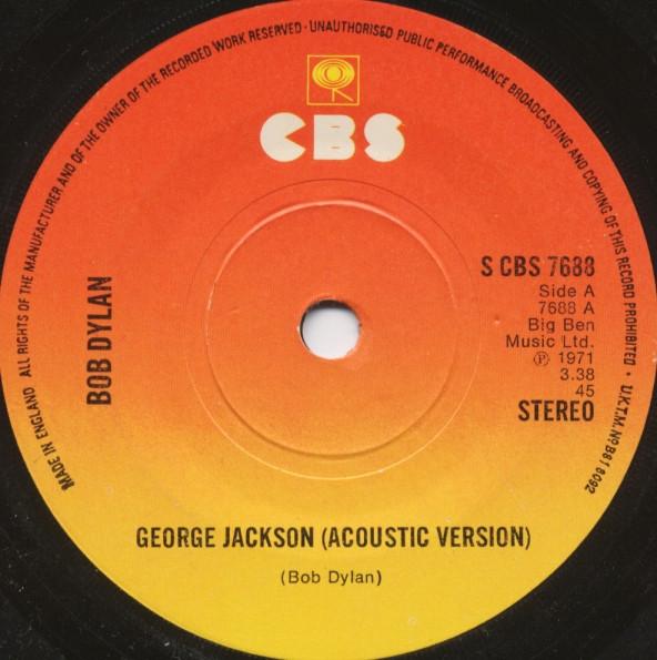 

7inch Record BOB DYLAN - George Jackson SCBS7688 CBS 1975 UK Rock Used