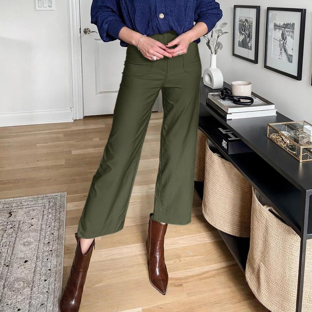Wide Leg Pants For Women Casual Pants Trousers With Pockets Women's Casual  Pants Solid Color Summer Casual Cropped Pants