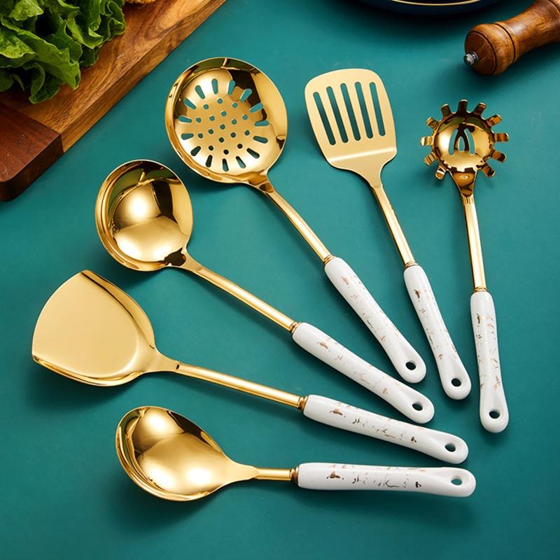 Electroplate Chef Utensil Set Cookware with Premium 201 Stainless Steel 4/6Pcs