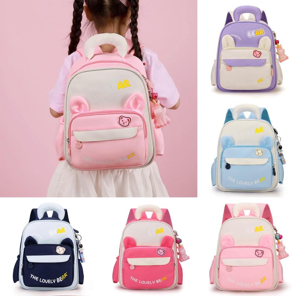 Cartoon Letter Bear Pattern Kids School Backpack With Ergonomic Straps Shoulder