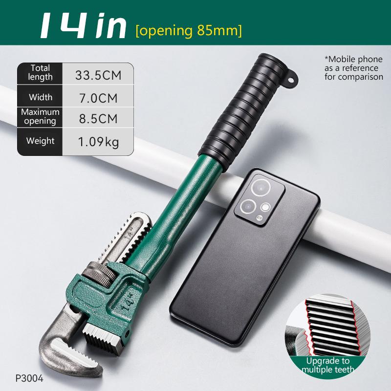 Heavy Duty Carbon Steel Straight Pipe Wrench 10", 12", 14", 18" Pipe Plier Universal Industrial Adjustable Plumbing Hand Wrench